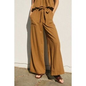 NWOT Sage + Fig Brown Wide-Leg Pants with Belt